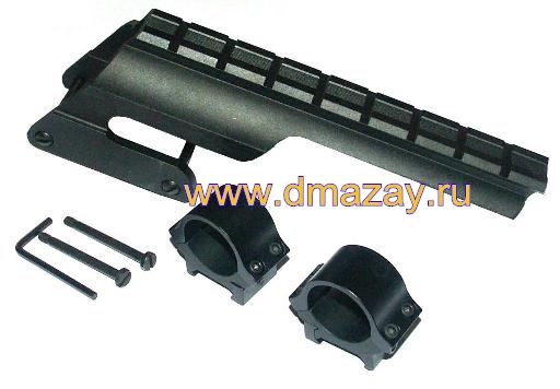 База (кронштейн) WEAVER и кольцами 25.4 мм на крышку ствольной коробки МР-153 B-SQUARE #16600 Baikal 153 series Semi-auto 12 GA Saddle Scope Mount with 1" Rings